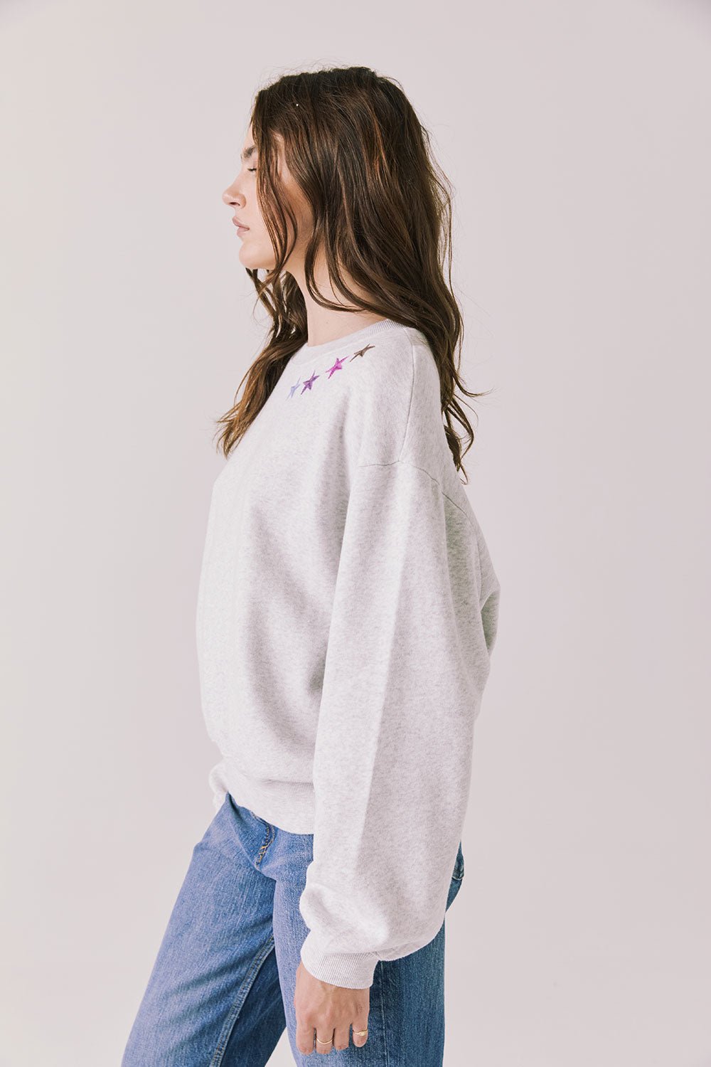 Chaser Star Chainstitch Long Sleeve - Lt. Heather Grey - Mainstream Boutique
