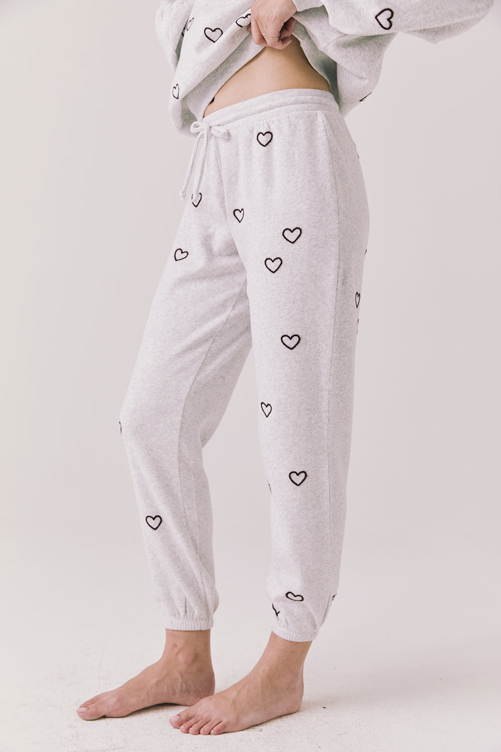 Chaser Tossed Hearts Bottoms - Lt. Heather Grey - Mainstream Boutique