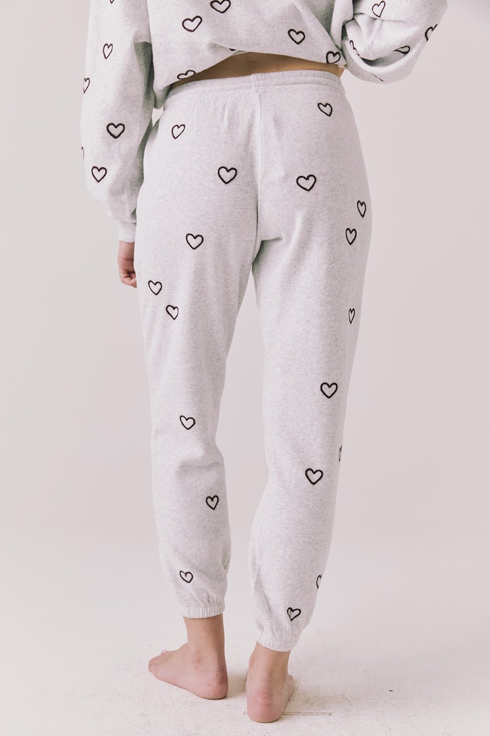 Chaser Tossed Hearts Bottoms - Lt. Heather Grey - Mainstream Boutique