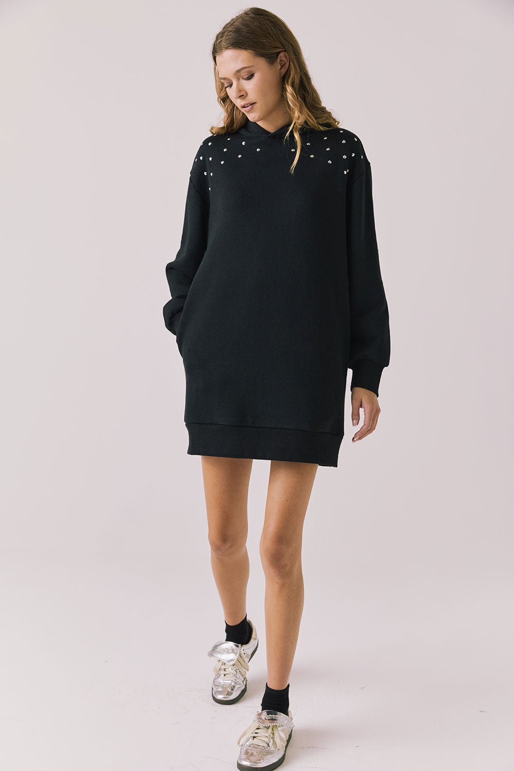 Aster True Black Hoodie Dress - Mainstream Boutique
