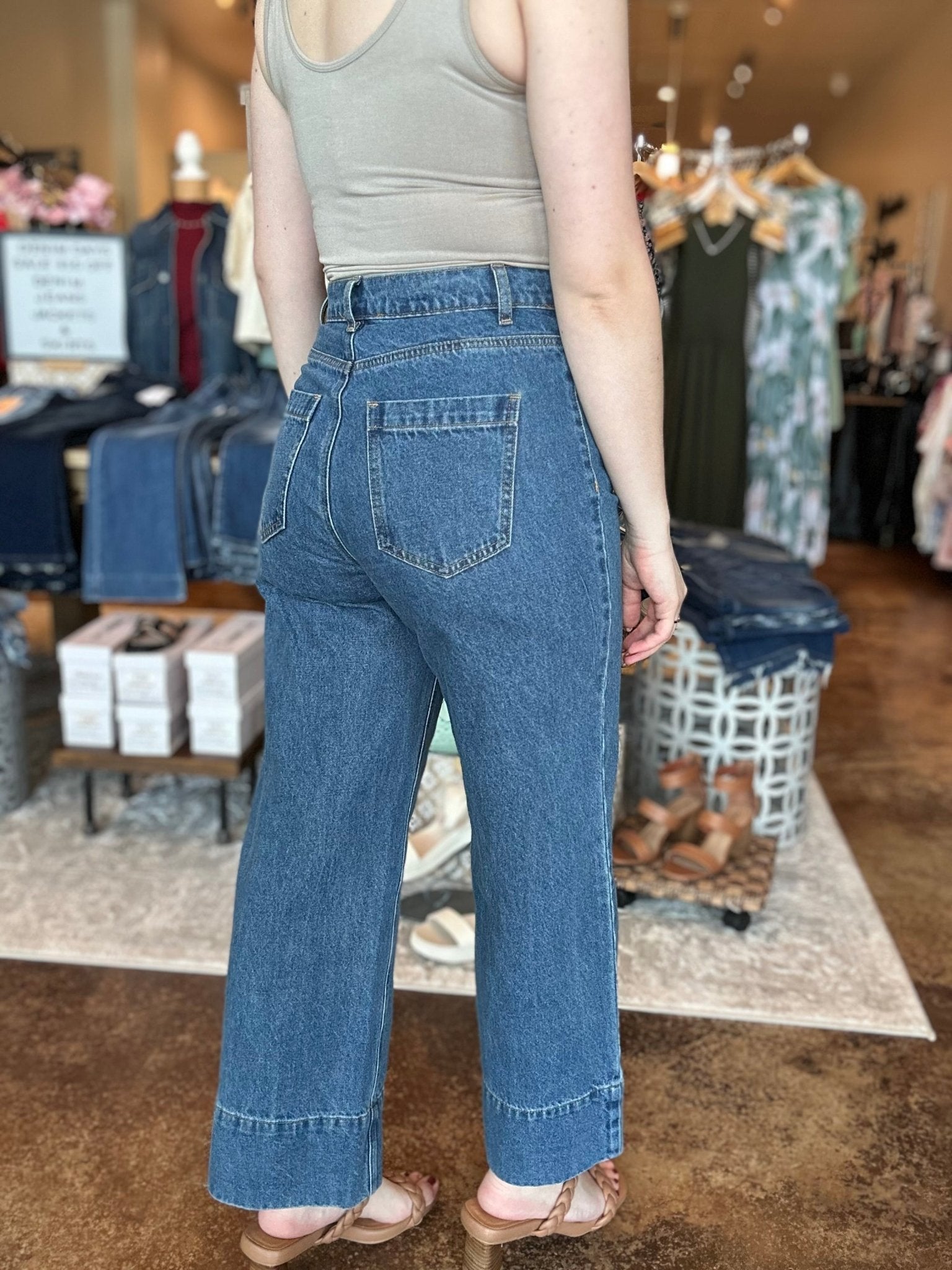 Patch Pocket Wide Leg Pants - Mainstream Boutique