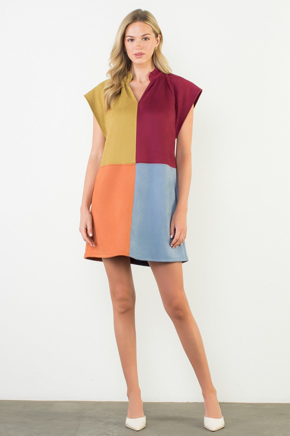 Short Sleeve Color Blocked Dress - Mainstream Boutique