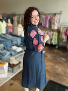 Embroidered Puff Sleeve Textured Dress - Mainstream Boutique