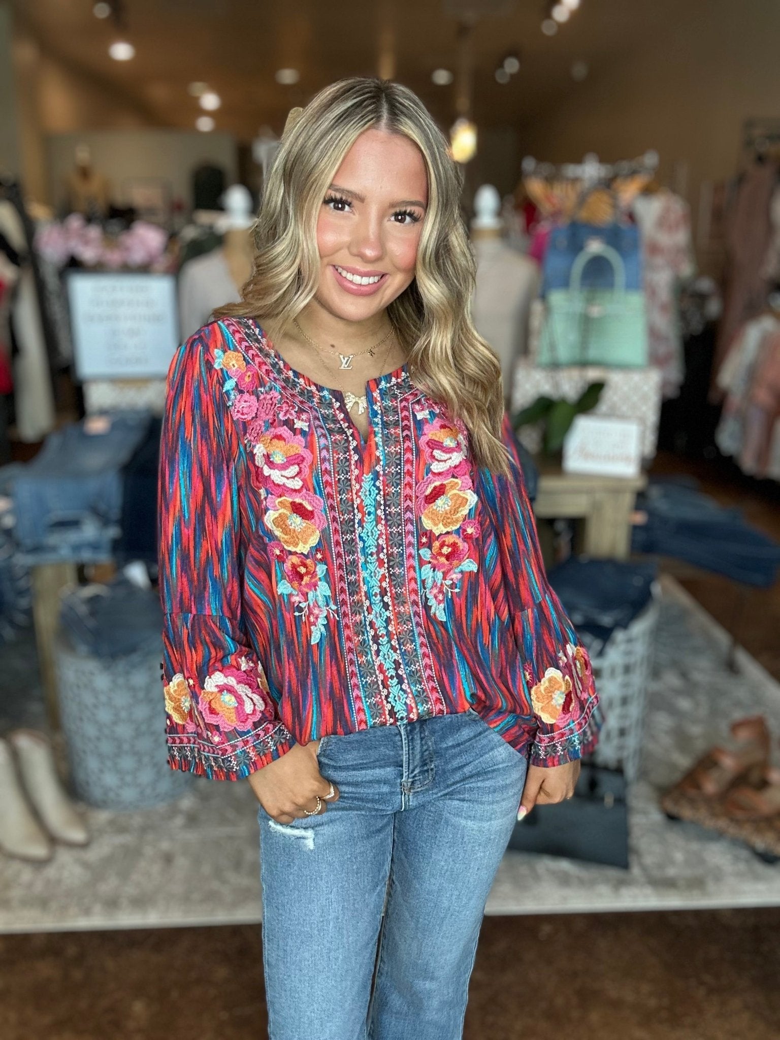 Embroidered Multi Color Top - Mainstream Boutique