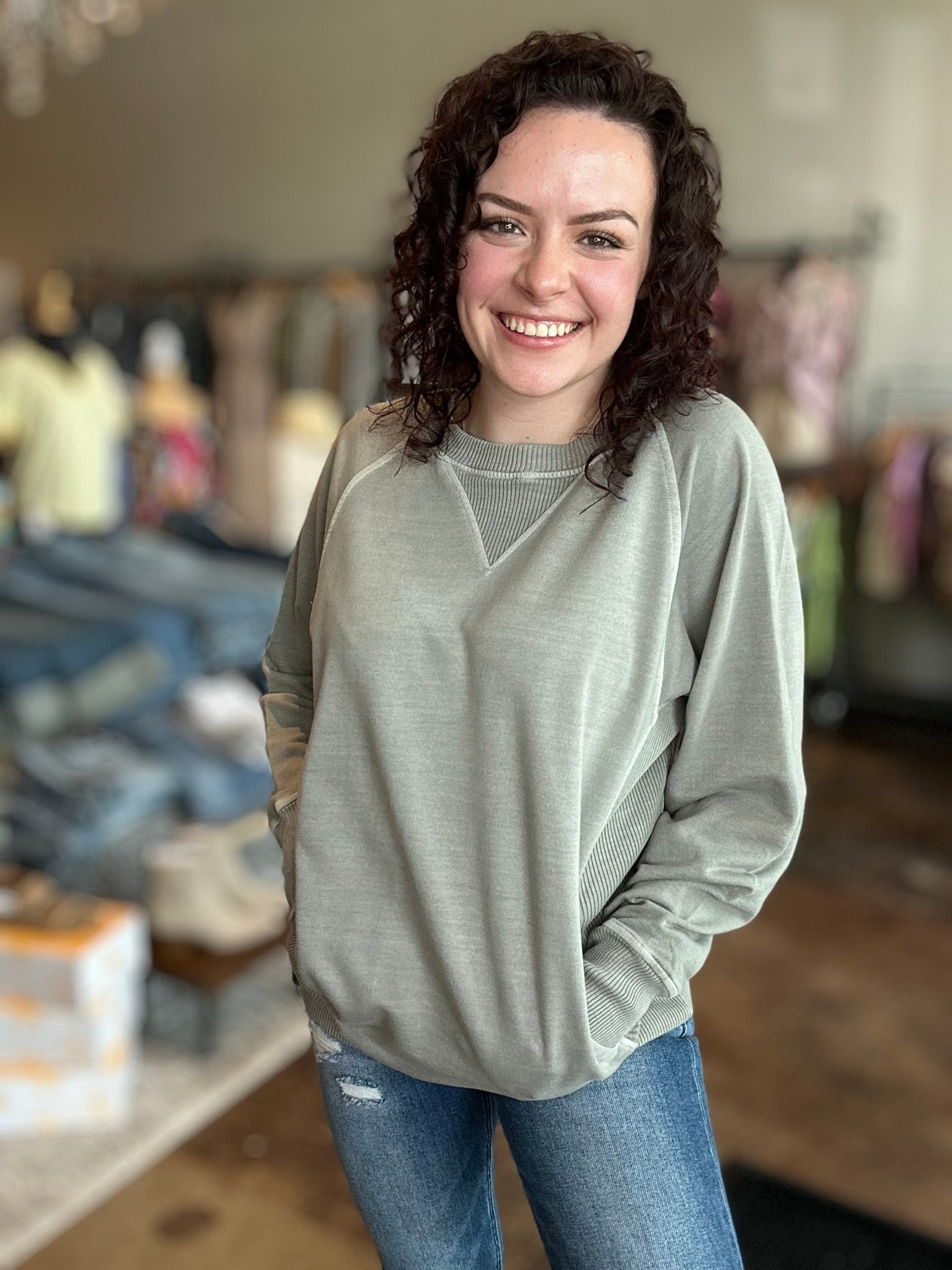 French Terry Pullover With Pockets - Mainstream Boutique