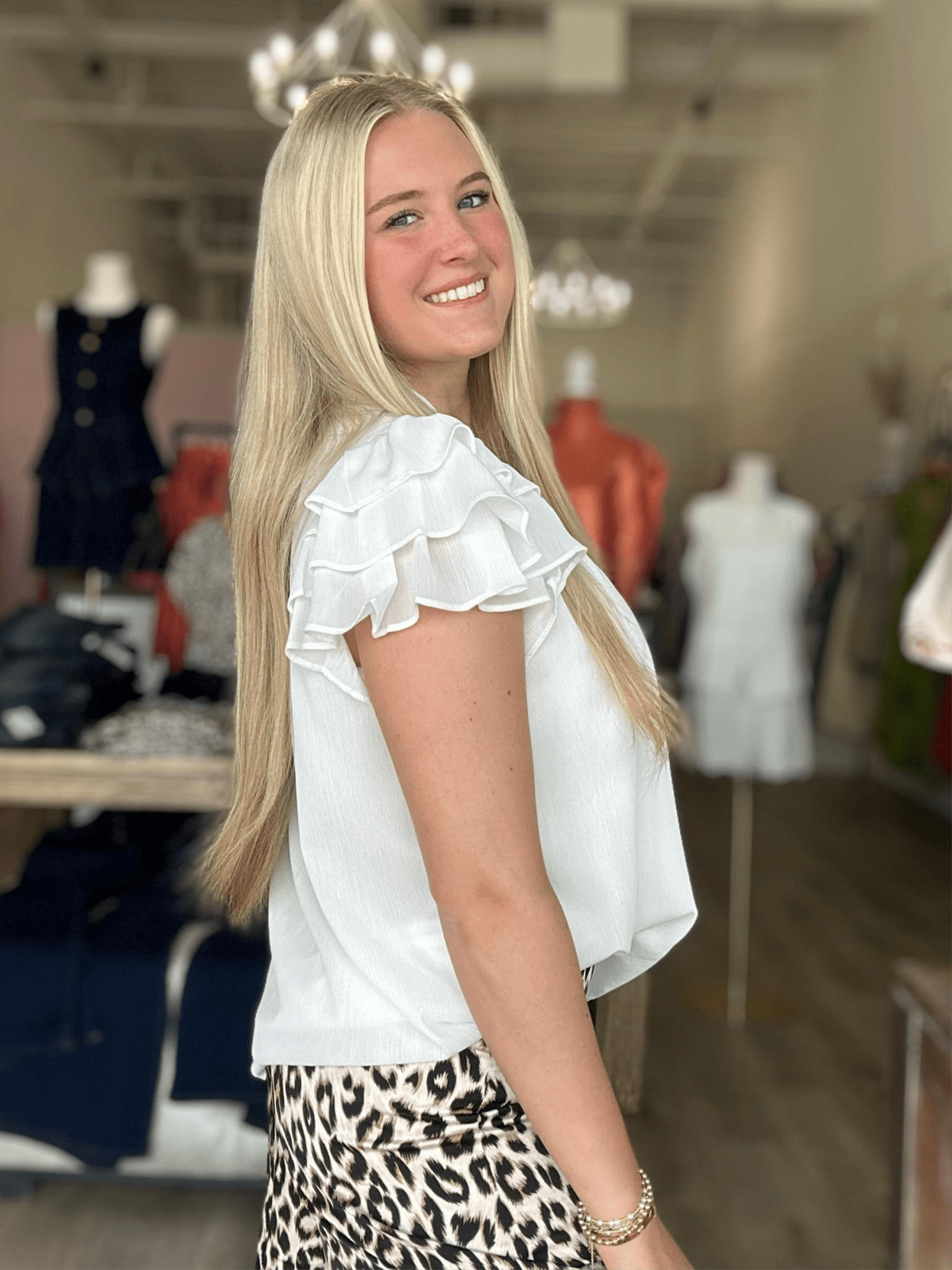 Ruffle Sleeve Blouse Top - Mainstream Boutique