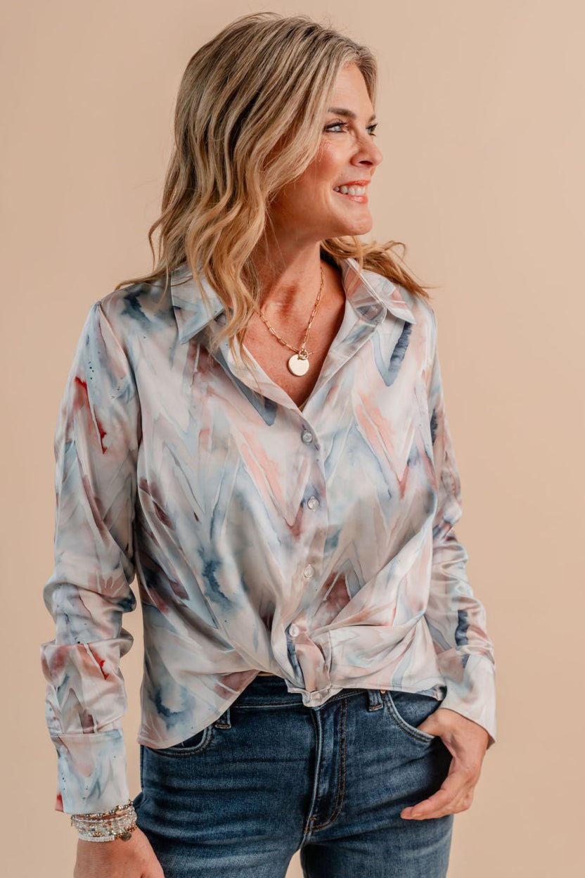 Long Sleeve Shirt With Twisted Front And Buttons - Mainstream Boutique