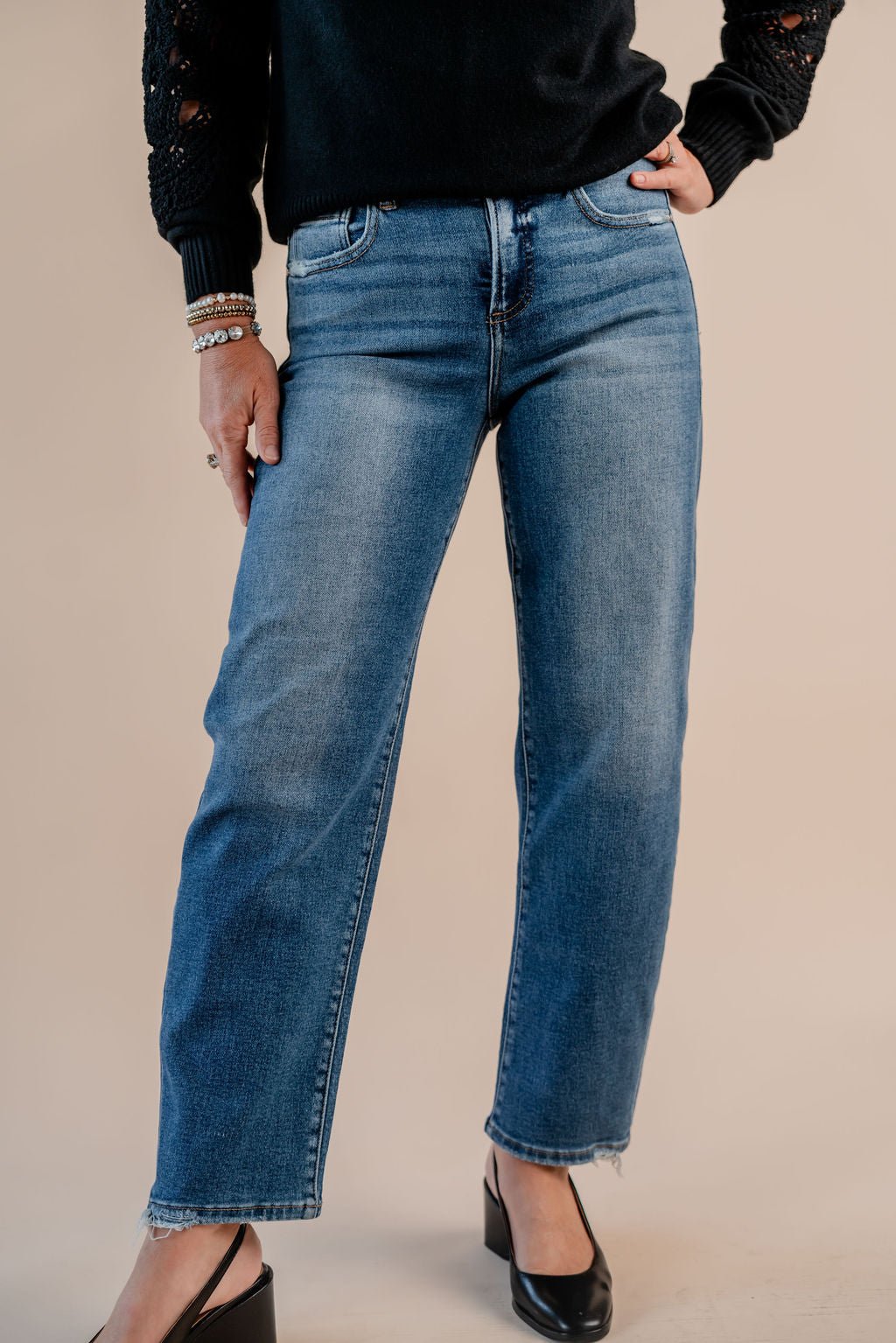 High Rise Ankle Slim Barrel Jeans - Mainstream Boutique