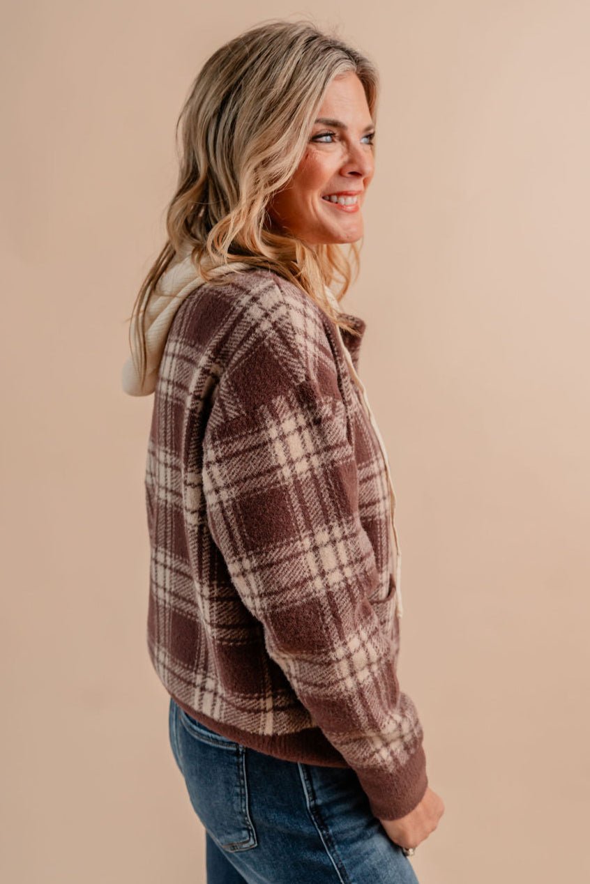 Collared Button - Down Long - Sleeve Pockets Detachable Hood Vest - Mainstream Boutique