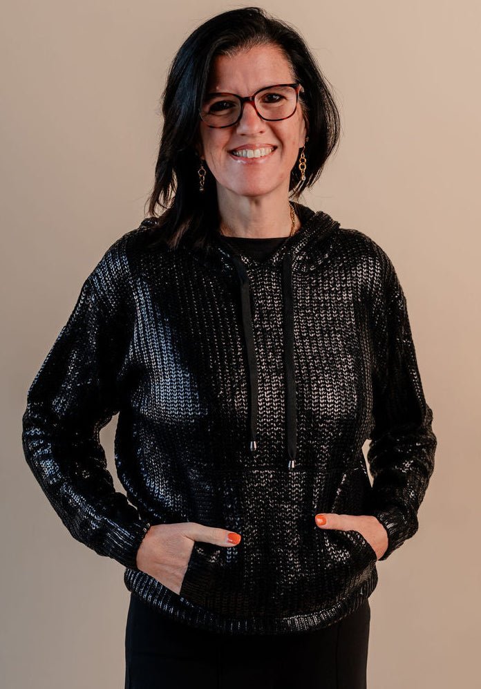 Metallic Sweater Hoodie - Mainstream Boutique