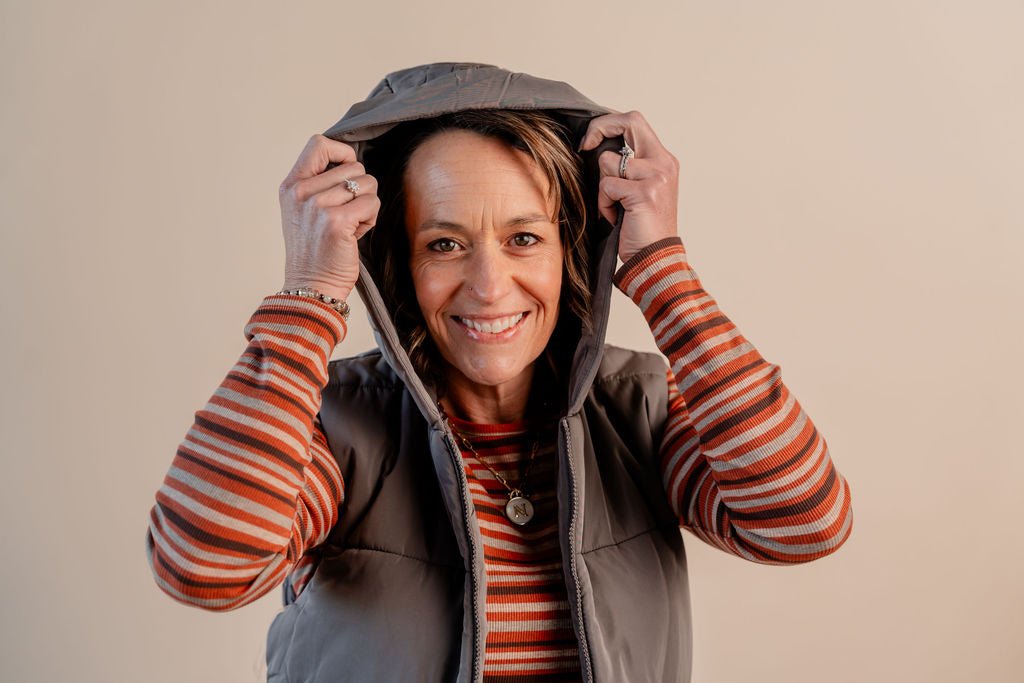 Hooded Puffer Vest W/ Zip Front - Mainstream Boutique