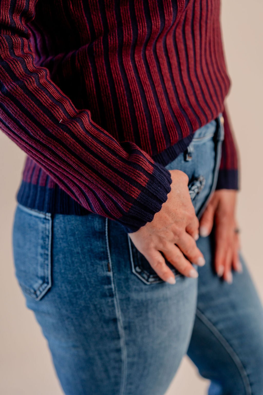 Long Sleeve Crewneck Ribbed Sweater - Mainstream Boutique