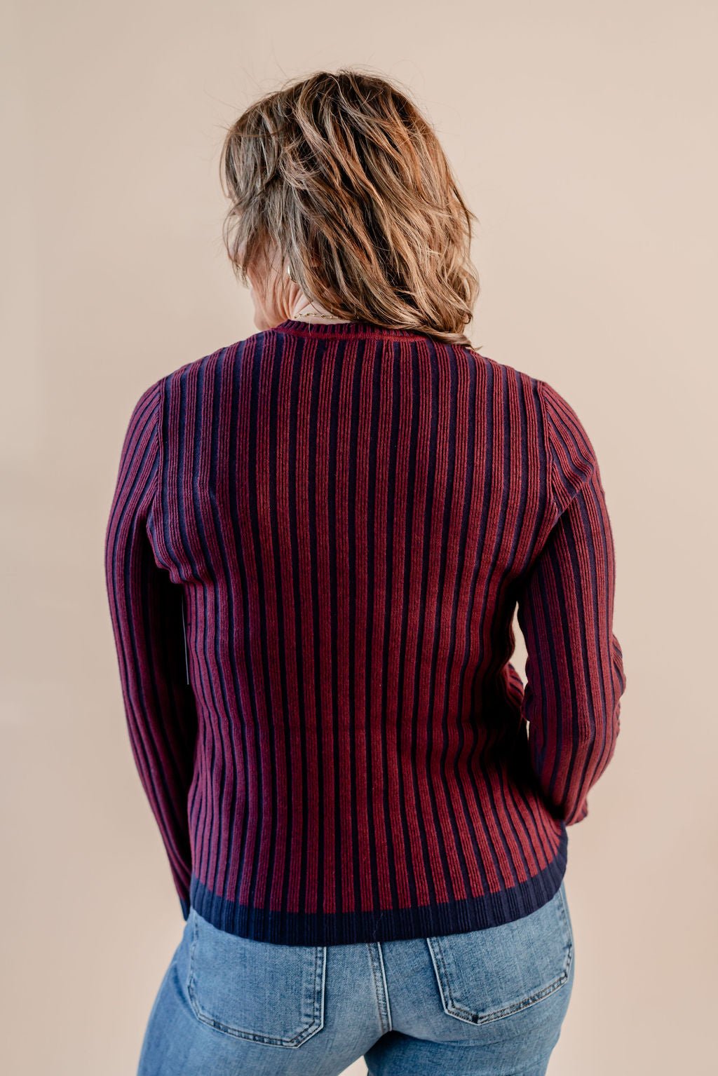 Long Sleeve Crewneck Ribbed Sweater - Mainstream Boutique