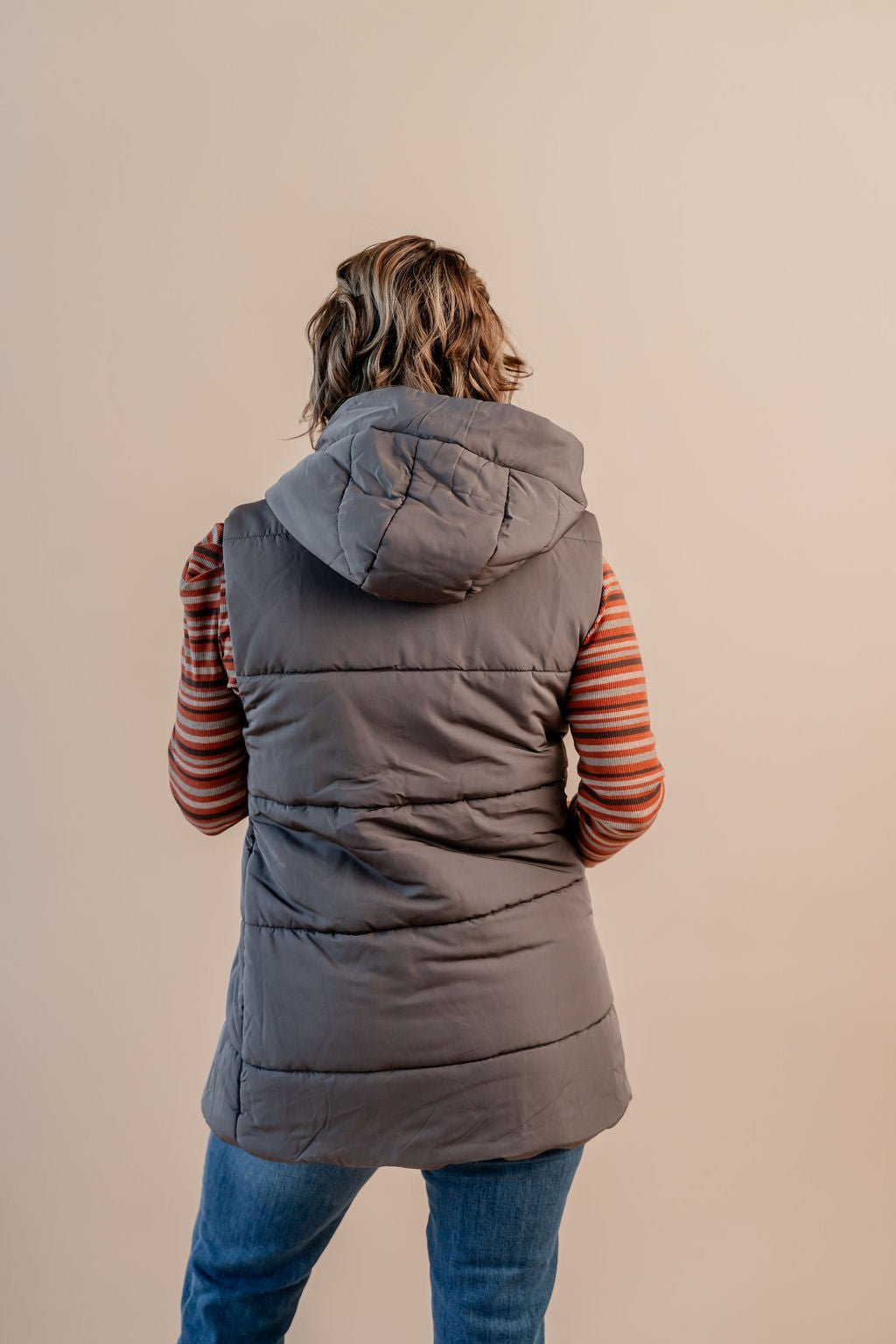 Hooded Puffer Vest W/ Zip Front - Mainstream Boutique