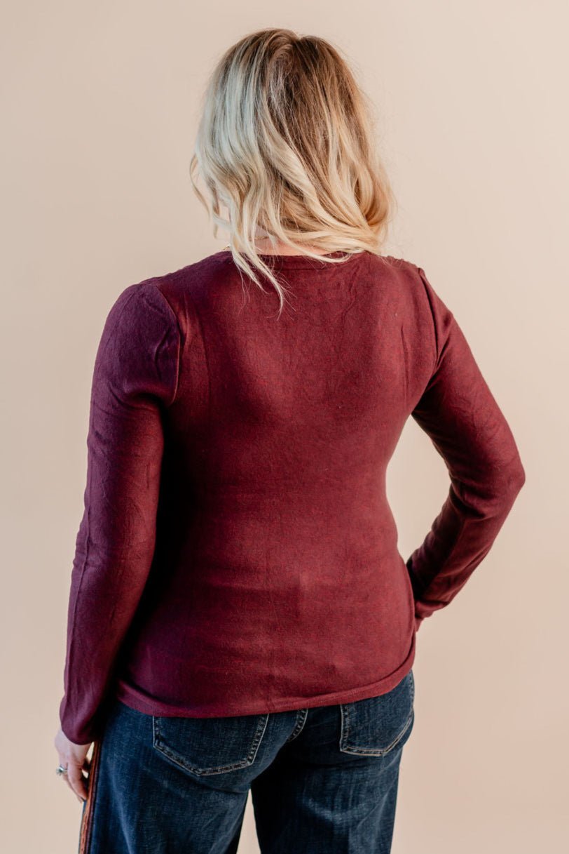 Long Sleeve V - Neck Knit Top - Mainstream Boutique