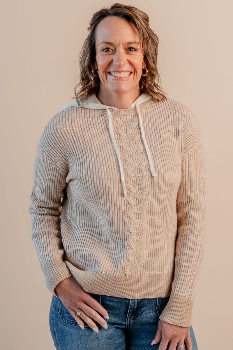 Hoodie Sweater W/ Cable Details - Mainstream Boutique