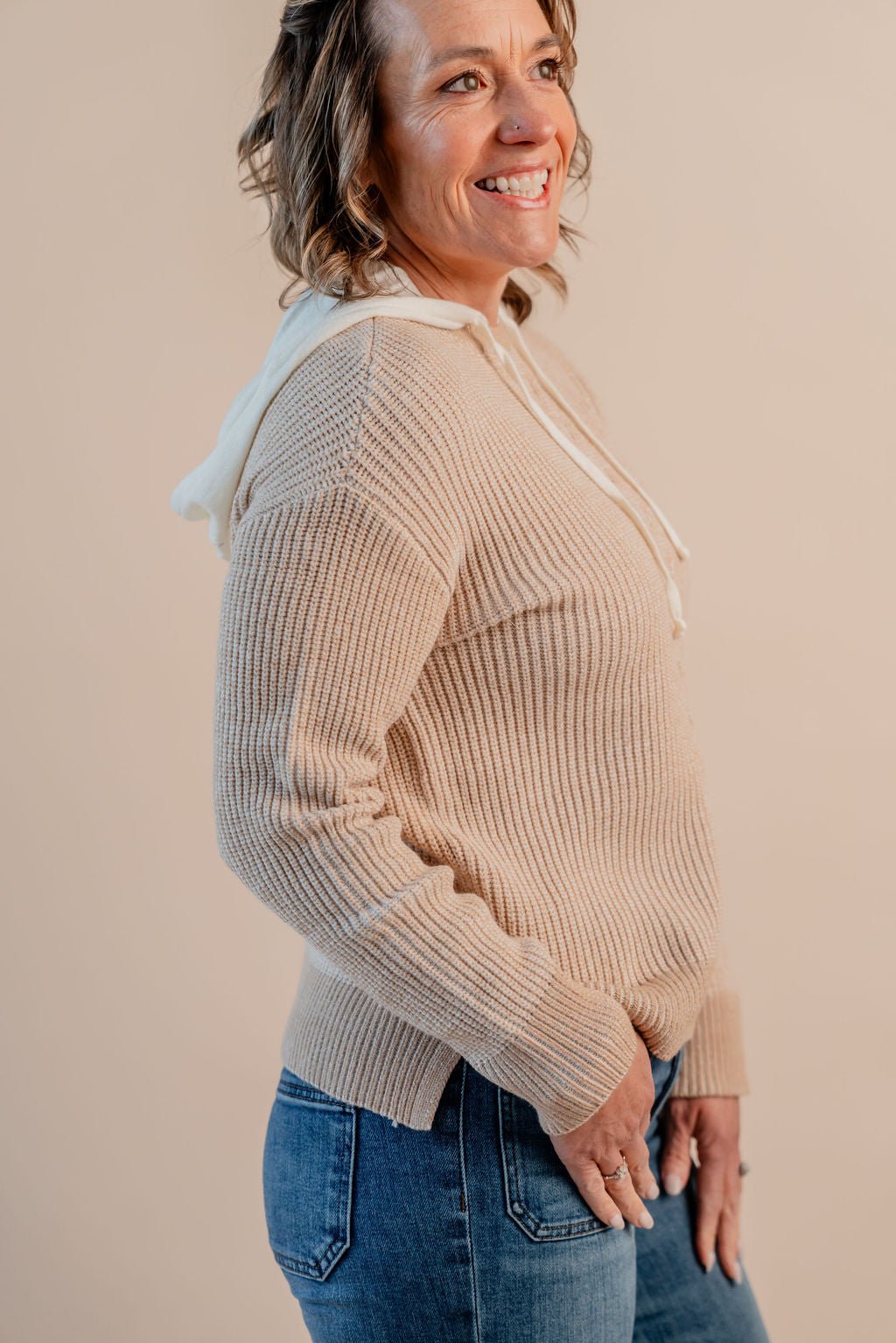 Hoodie Sweater W/ Cable Details - Mainstream Boutique