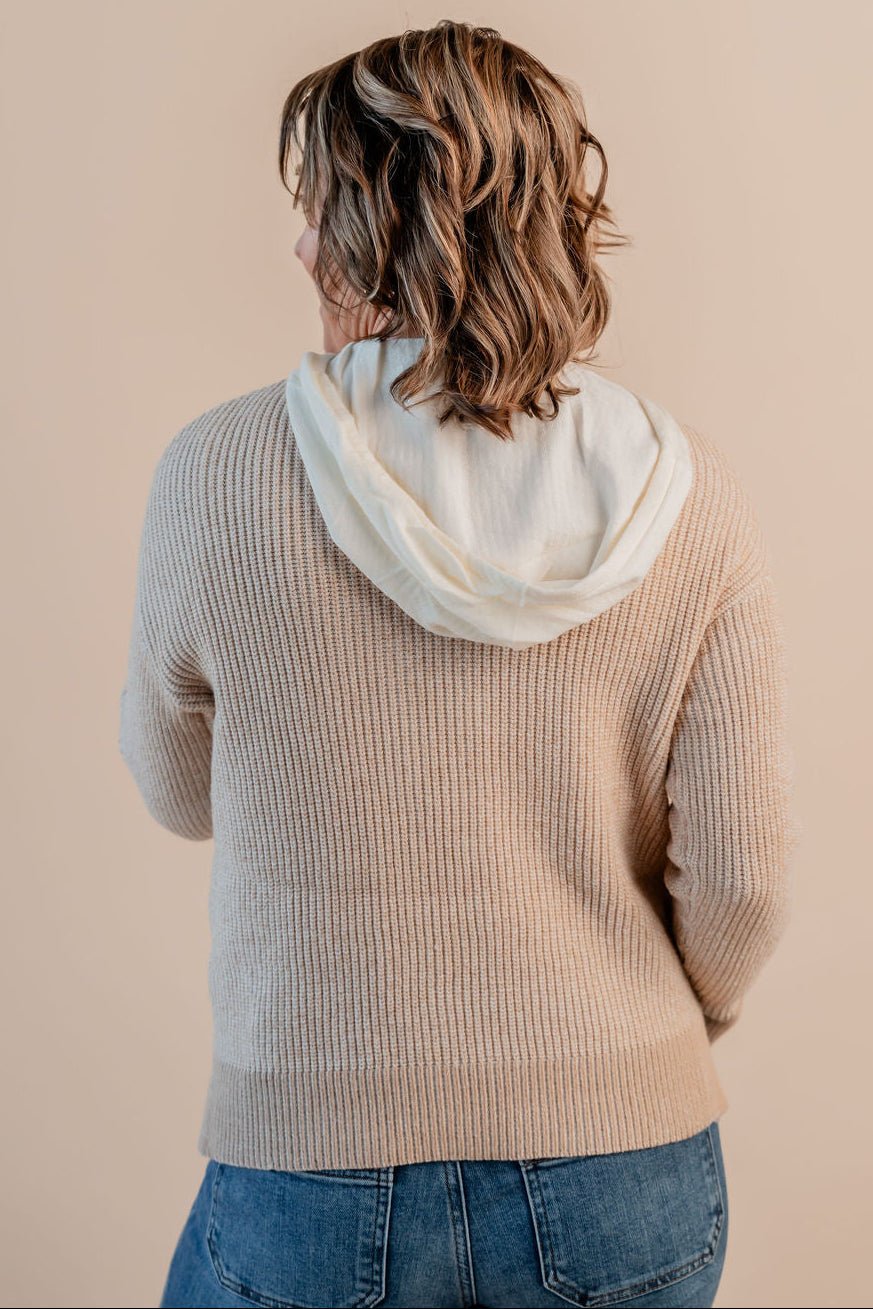 Hoodie Sweater W/ Cable Details - Mainstream Boutique