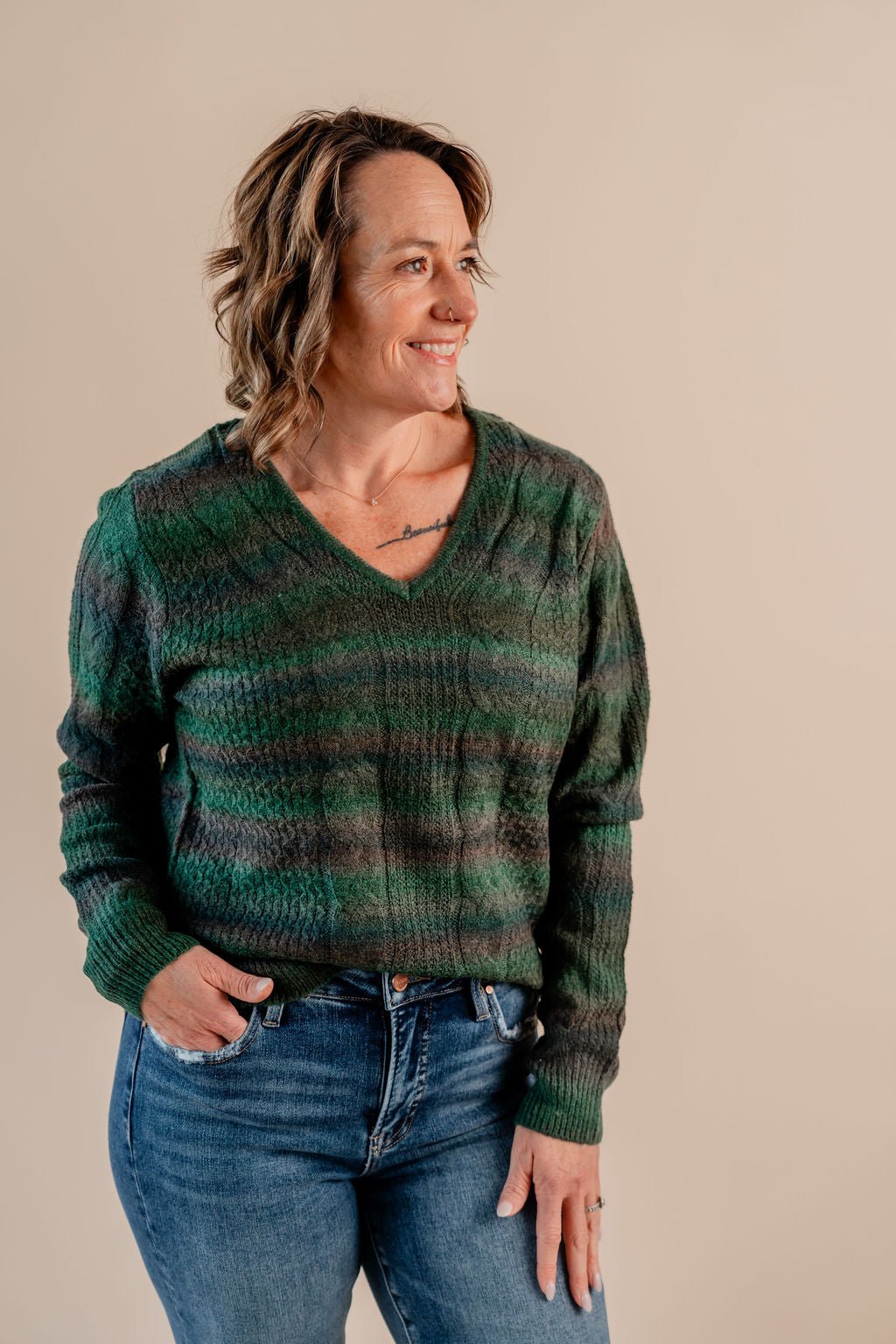 Long Sleeve V - Neck Sweater - Mainstream Boutique