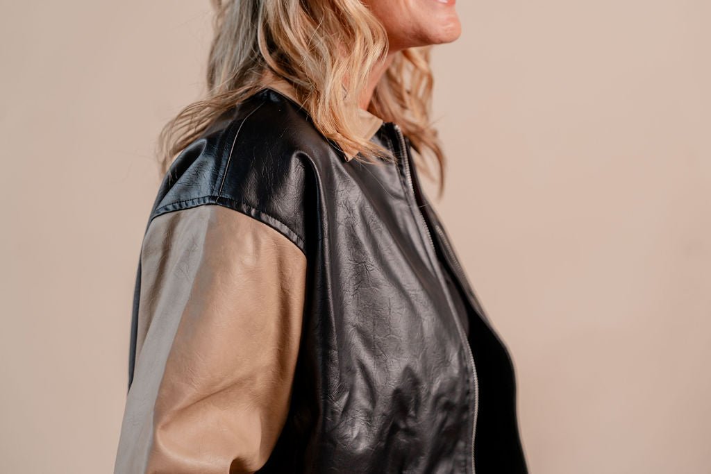 Black & Brown Bomber Jacket - Mainstream Boutique