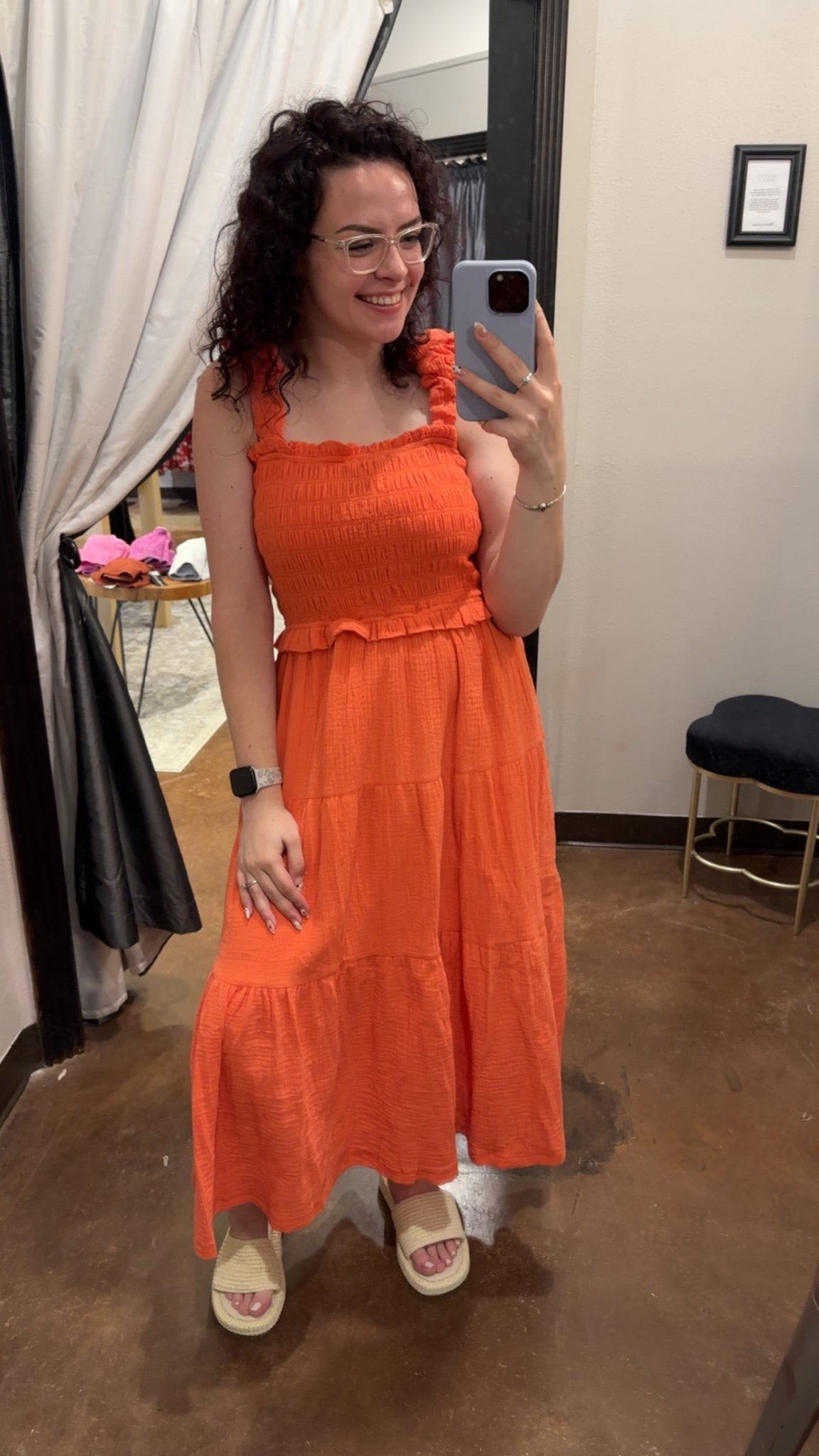 Smocked Ruffled Tiered Midi Dress - Mainstream Boutique