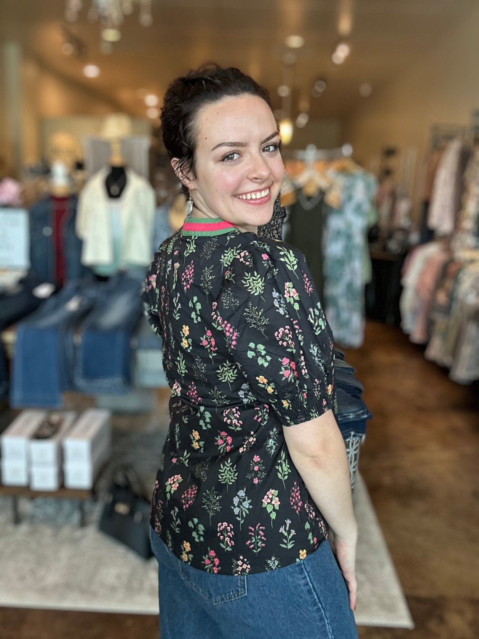 Short Sleeve V - Neck Floral Top - Mainstream Boutique