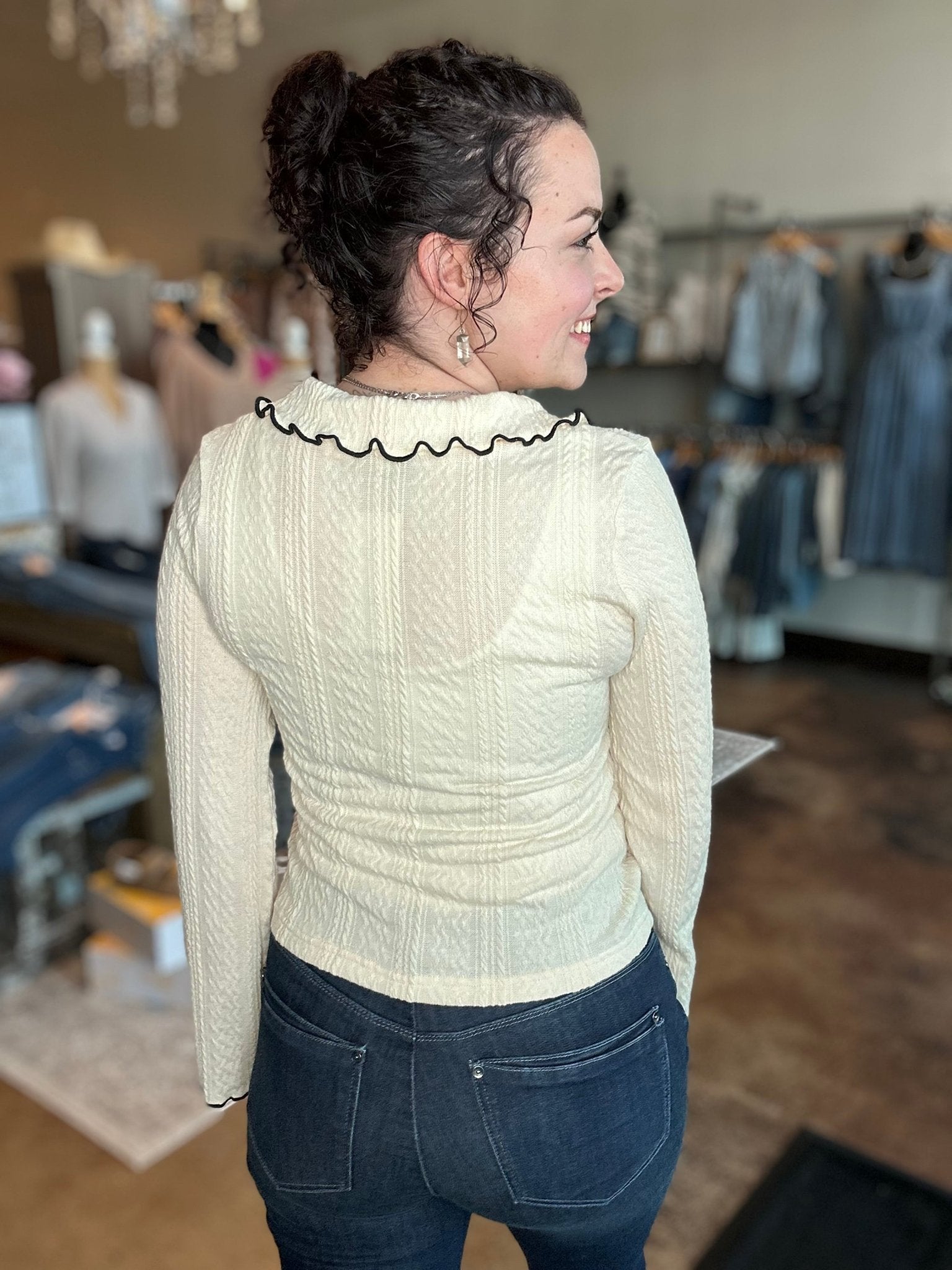 Button Down Solid Knit Top - Mainstream Boutique