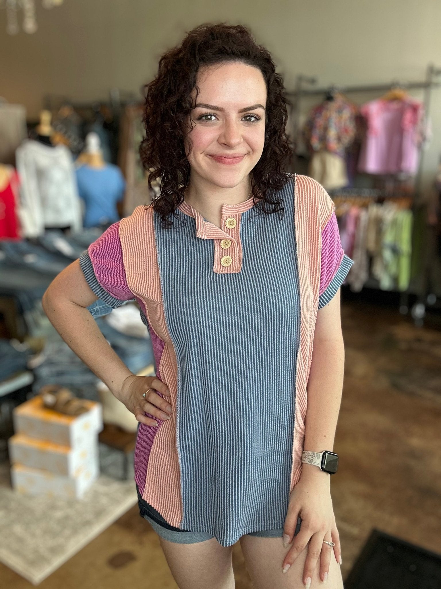 Color Block Twist Rib Top - Mainstream Boutique
