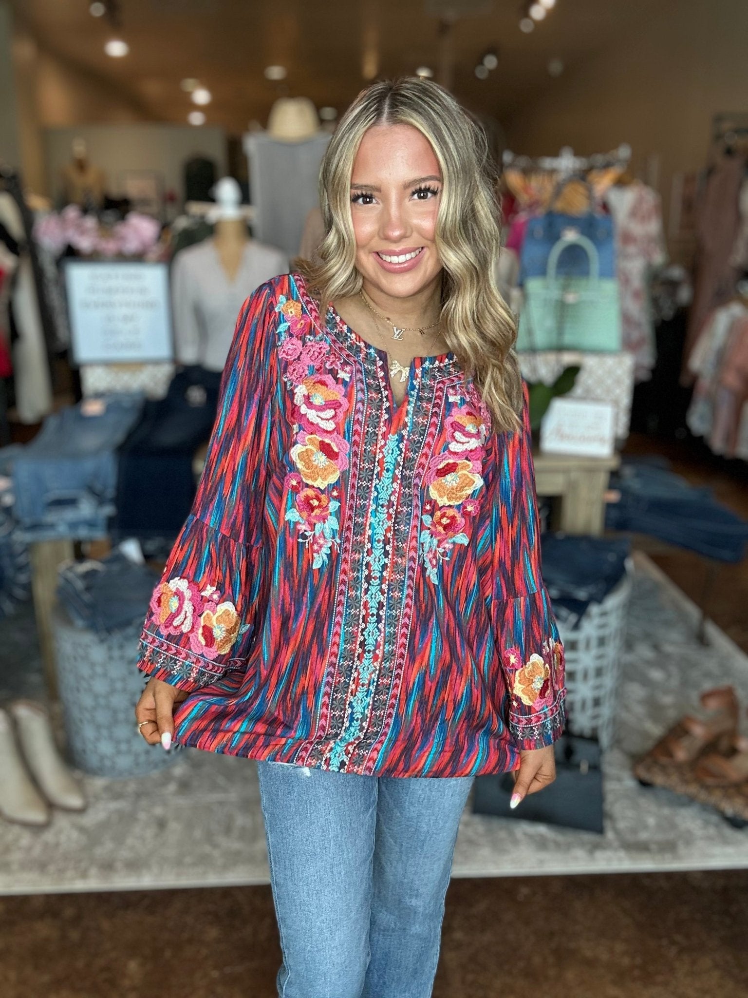 Embroidered Multi Color Top - Mainstream Boutique