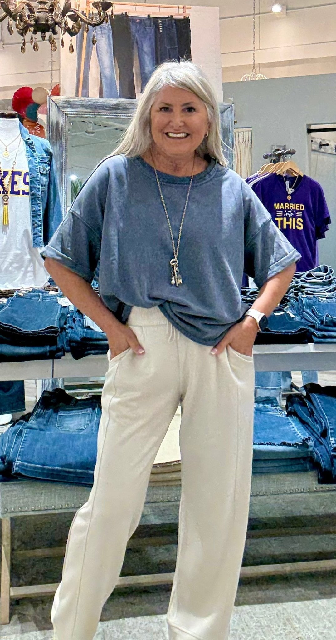 Luxeknit On-The-Go Straight Leg Pants- ecru