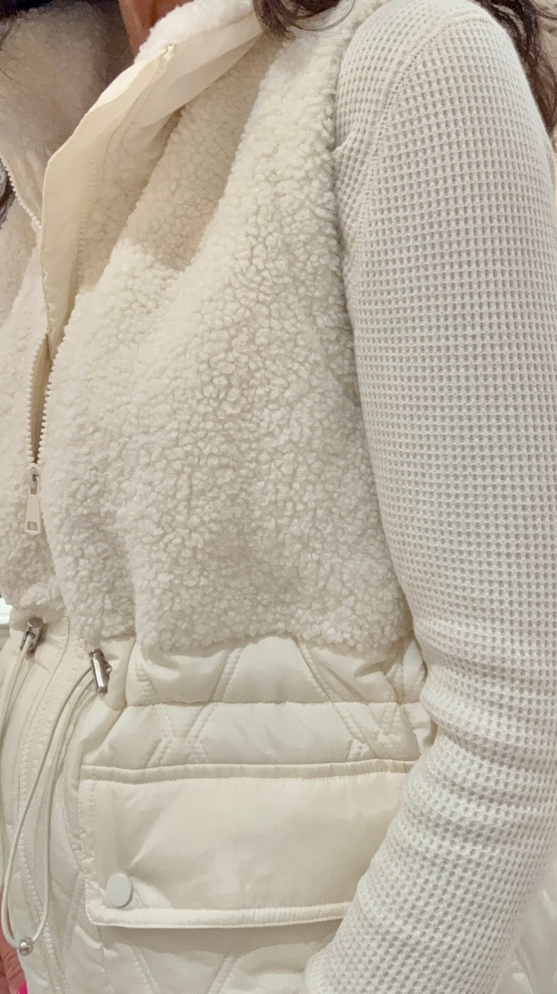 Sleeveless Mix Media Sherpa Vest