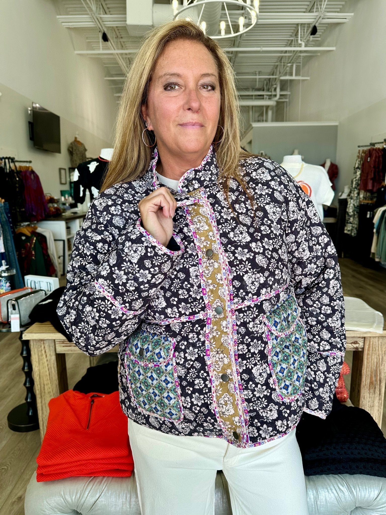 Mixed Media Quilted Jacket - Mainstream Boutique