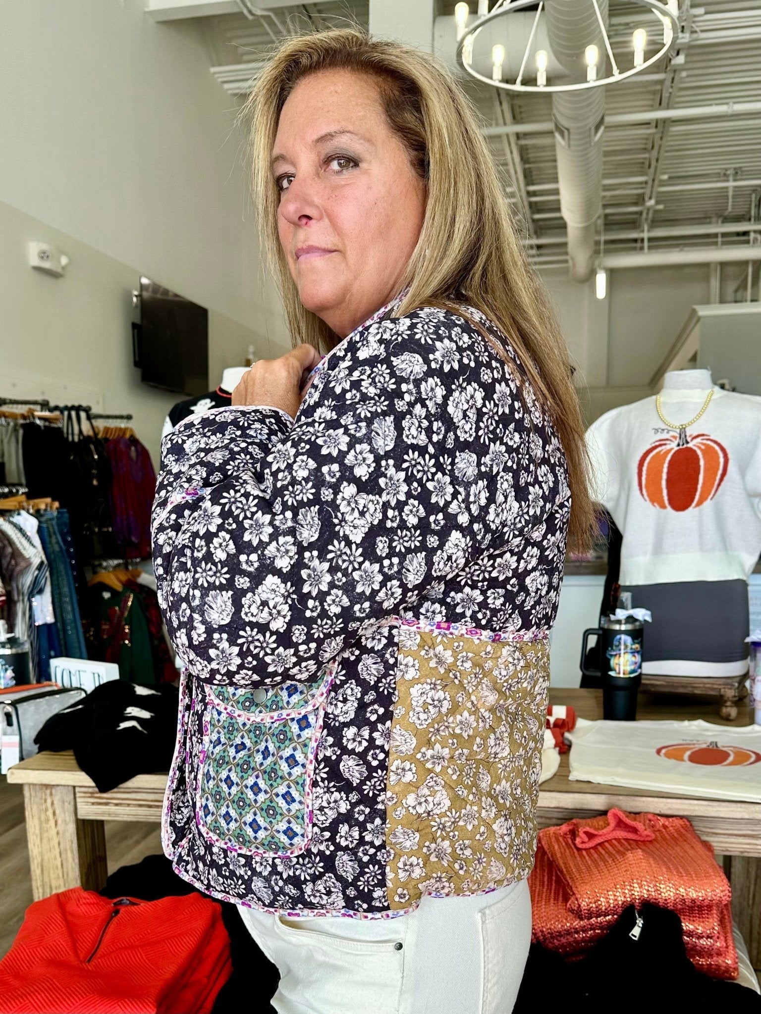 Mixed Media Quilted Jacket - Mainstream Boutique