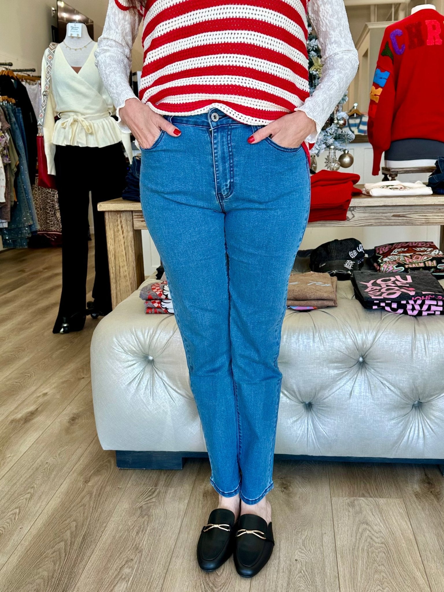 High Rise 5 Pockets Stretch Skinny Jeans - Mainstream Boutique