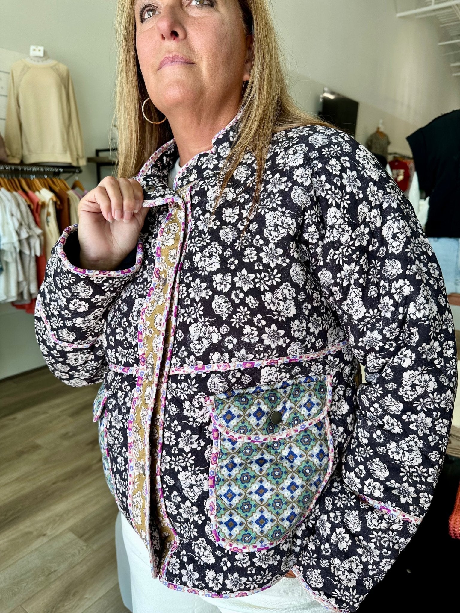 Mixed Media Quilted Jacket - Mainstream Boutique