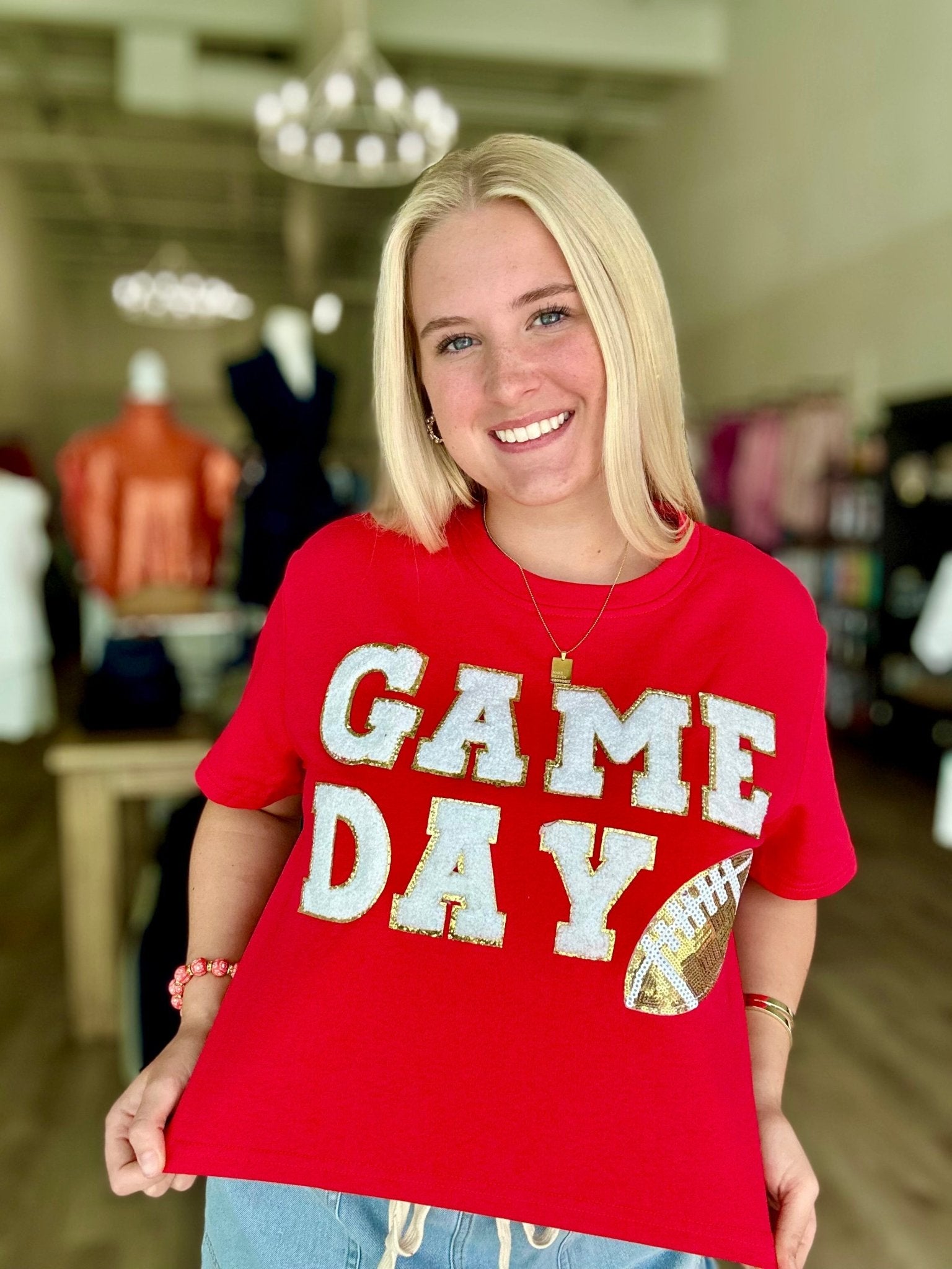 GAME DAY FOOTBALL PATCH TOP - Mainstream Boutique