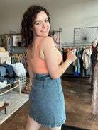 Scallop Button Front Denim Skirt - Mainstream Boutique