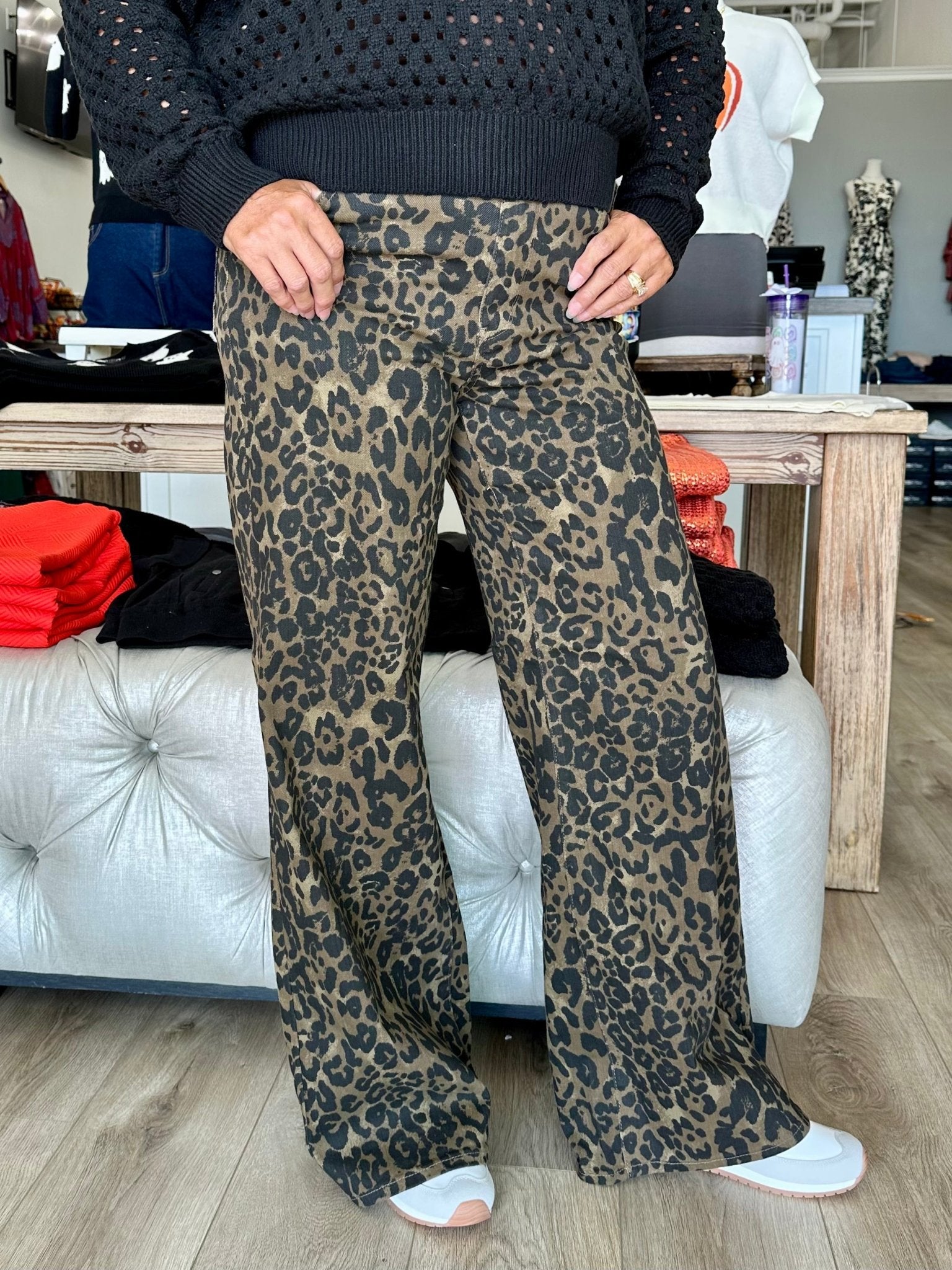 JUDY BLUE RETRO WIDE LEOPARD PRINT JEANS - Mainstream Boutique