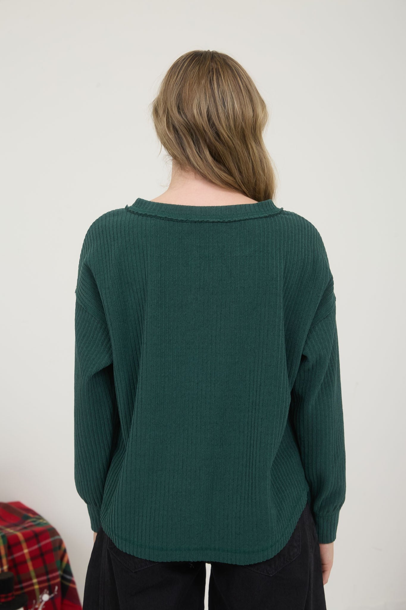 Ribbed Henley Exposed Seam Knit Top - Mainstream Boutique