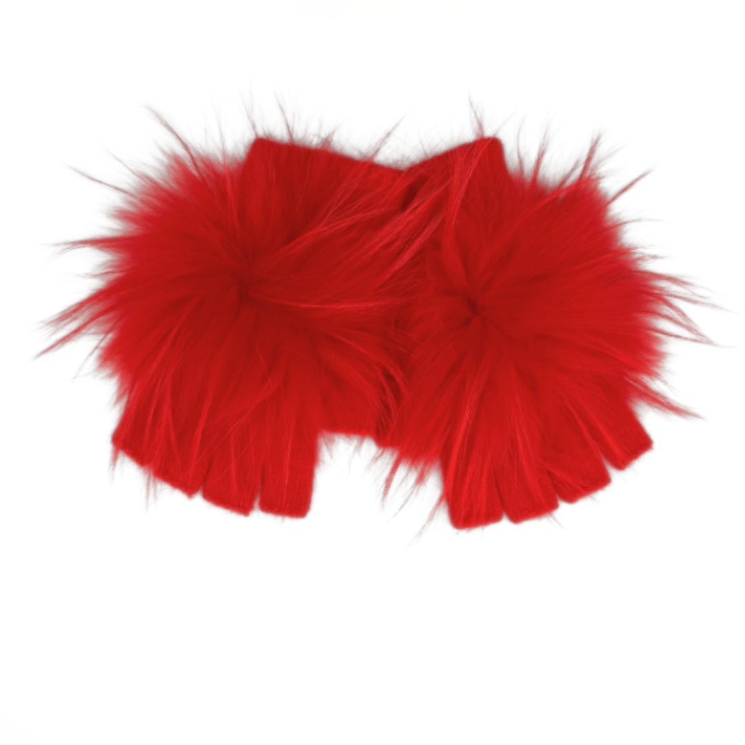 Angora Pom Handwarmer - Red - Mainstream Boutique