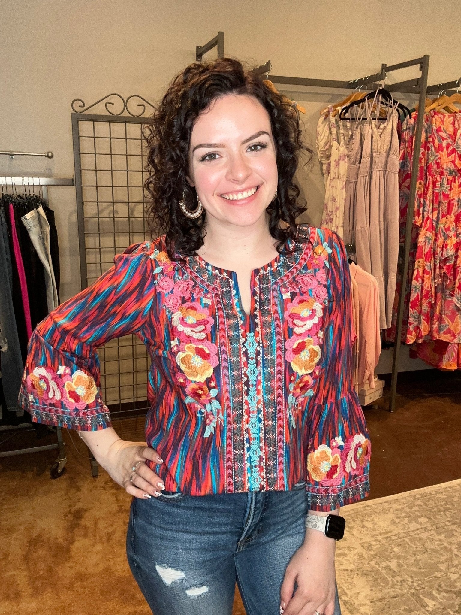Embroidered Multi Color Top - Mainstream Boutique