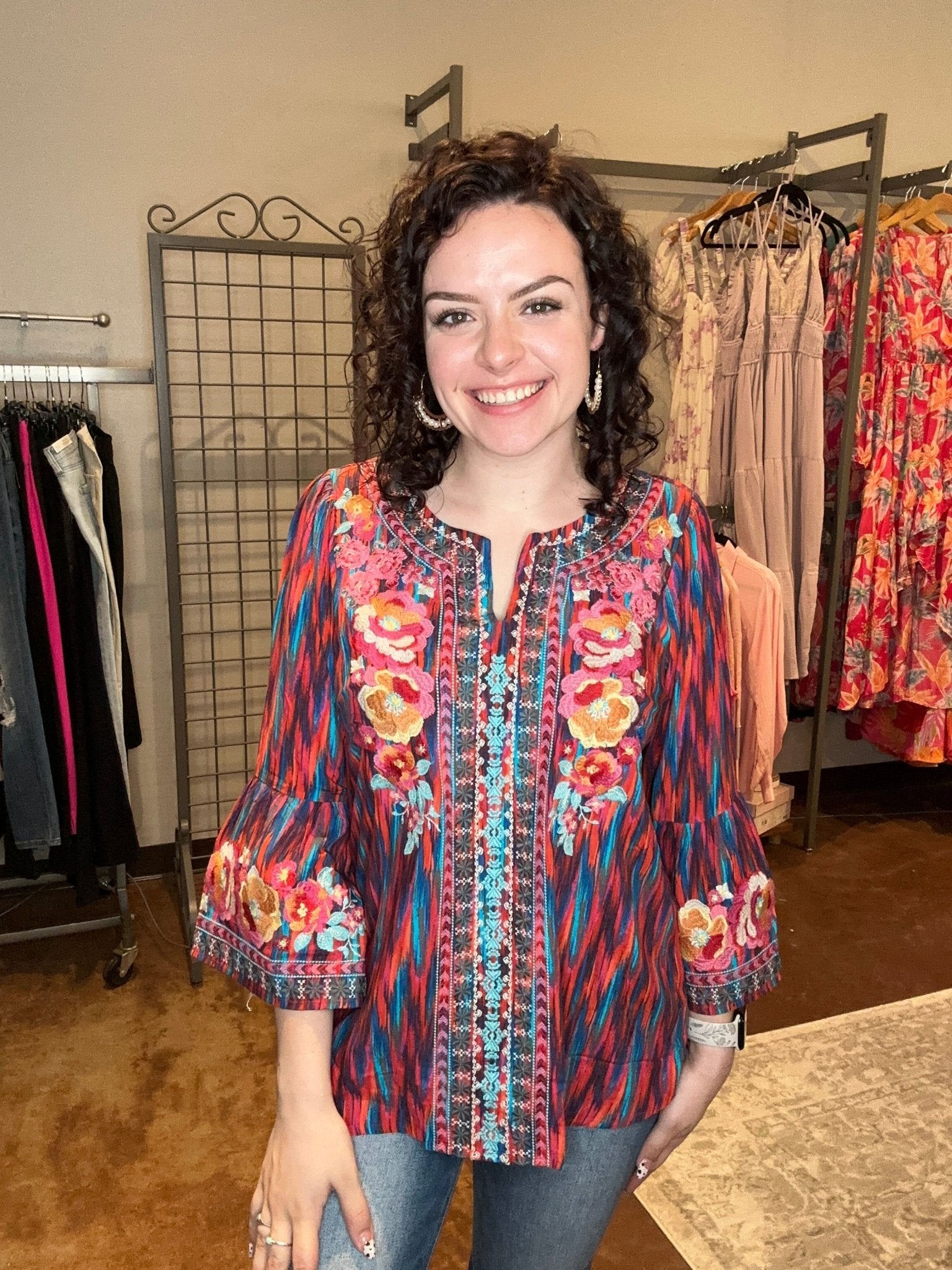 Embroidered Multi Color Top - Mainstream Boutique