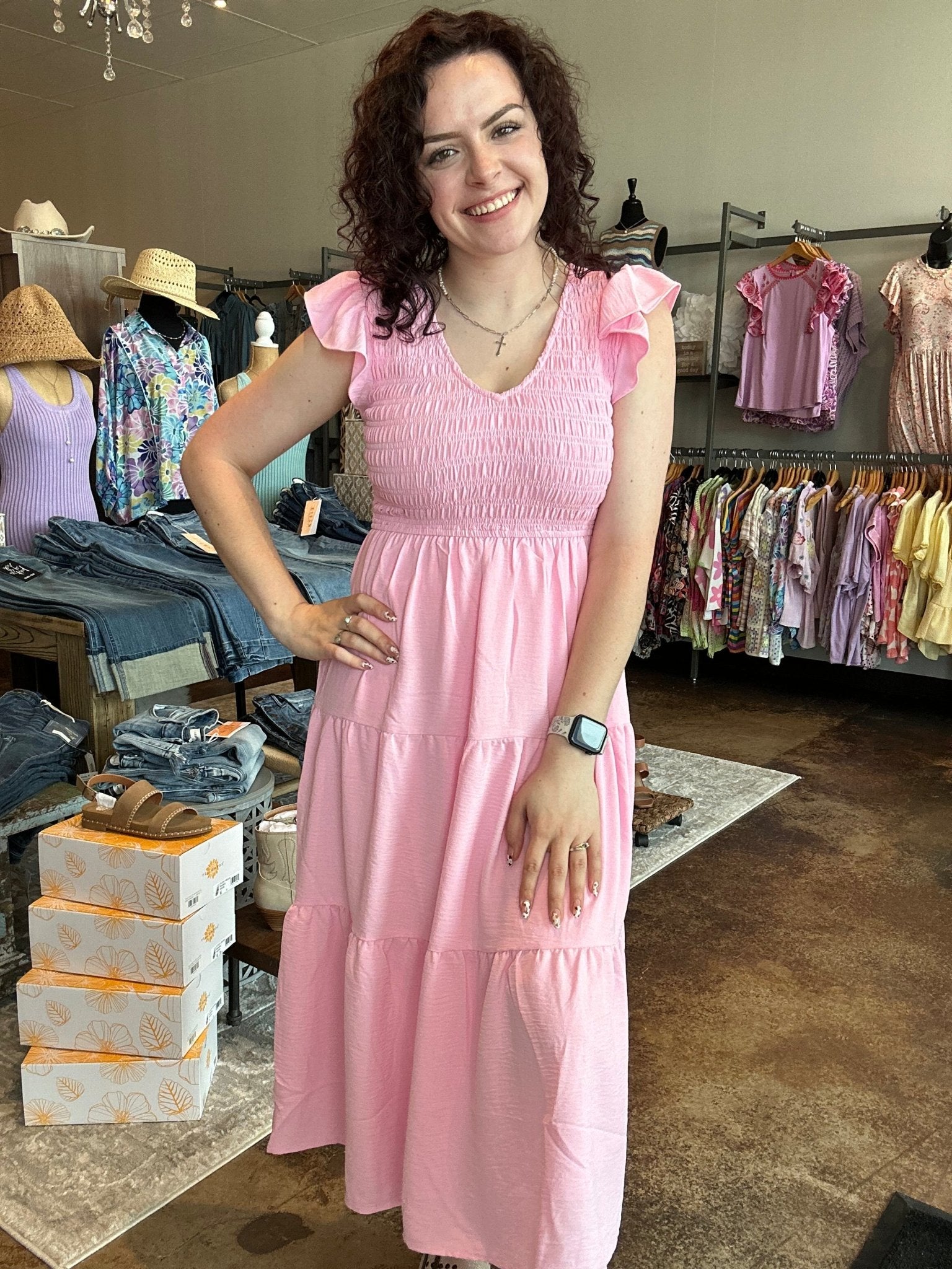 Flutter Sleeve Maxi Dress - Mainstream Boutique