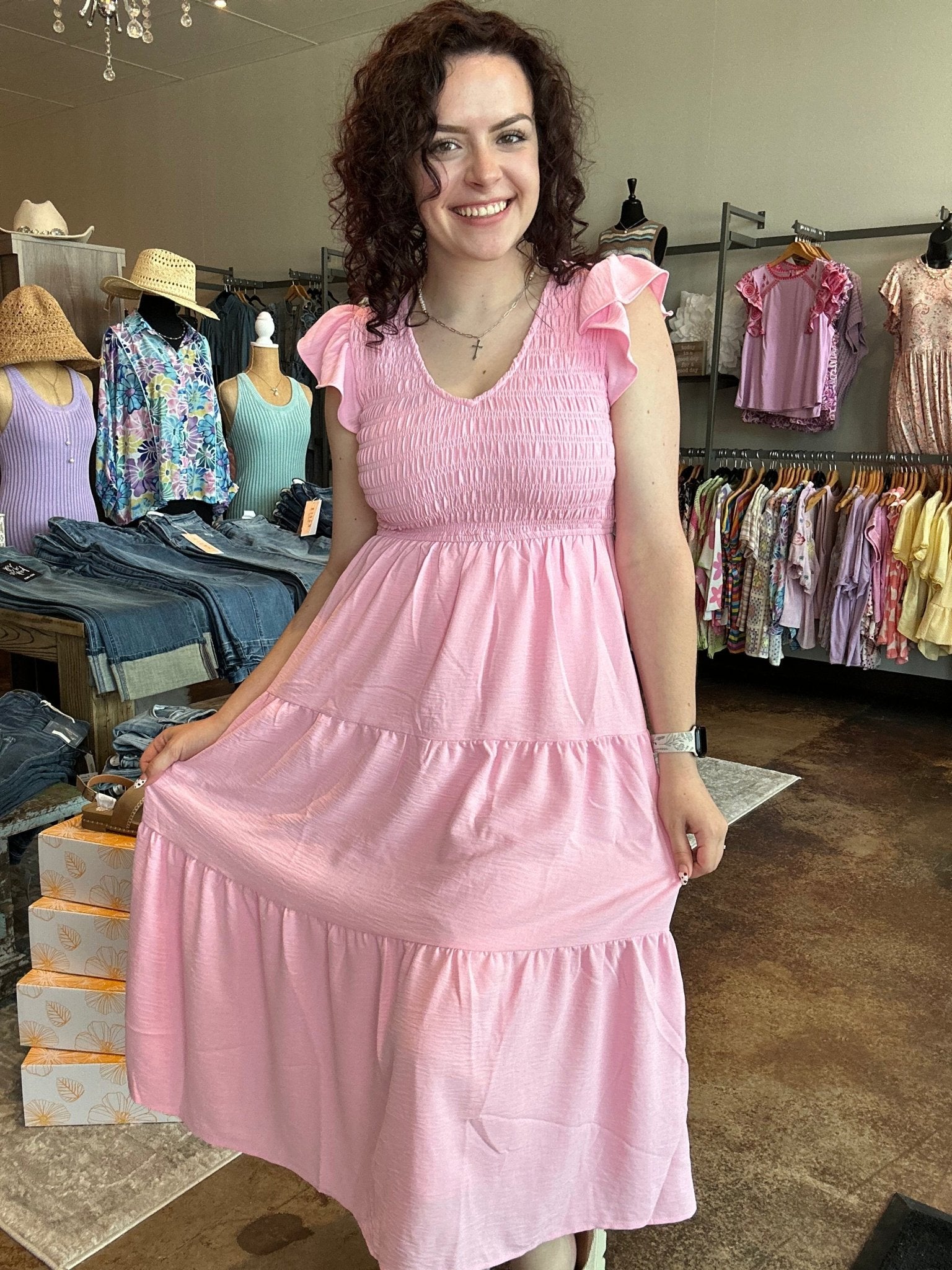 Flutter Sleeve Maxi Dress - Mainstream Boutique