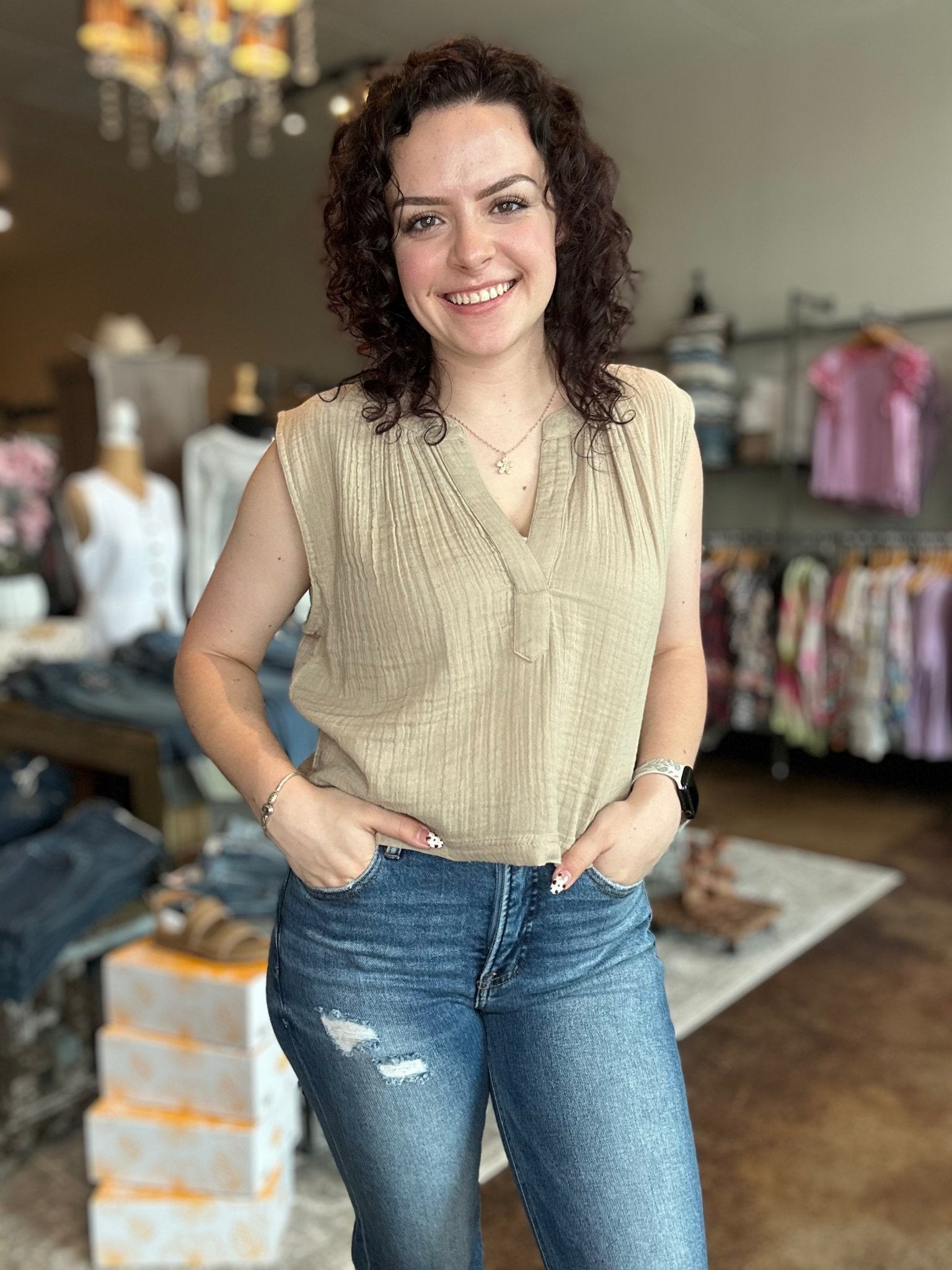 Cliffside V - Neck Airy Top - Mainstream Boutique
