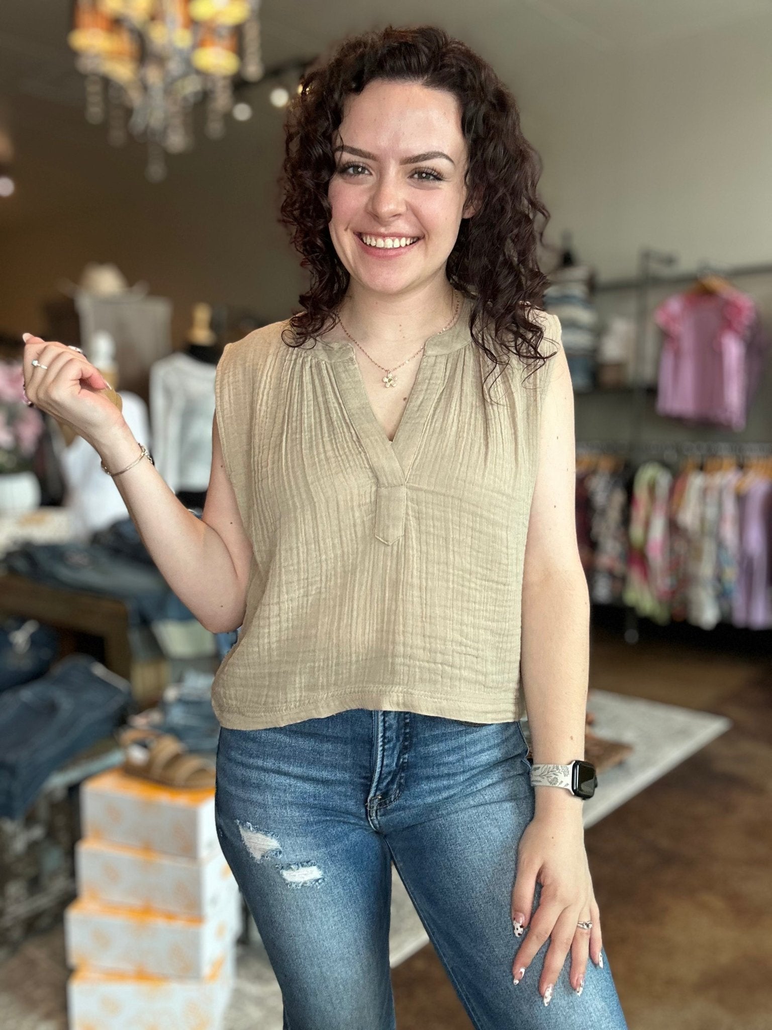 Cliffside V - Neck Airy Top - Mainstream Boutique