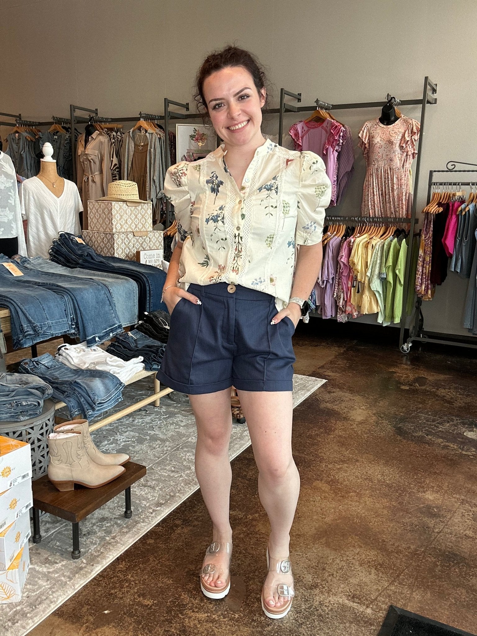 High Waist Pleated Pintuck Shorts - Mainstream Boutique
