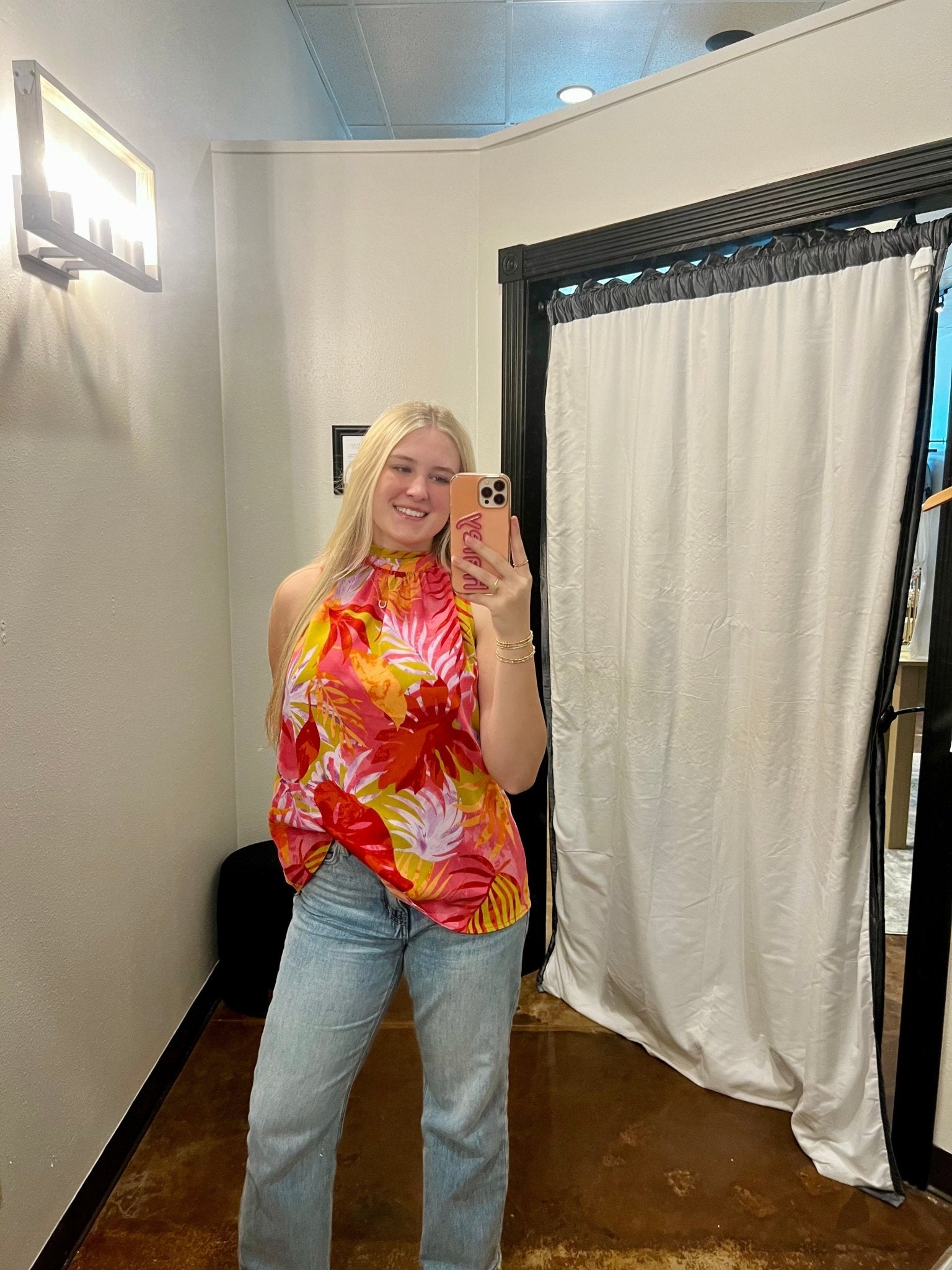 Printed High Neck Top - Mainstream Boutique