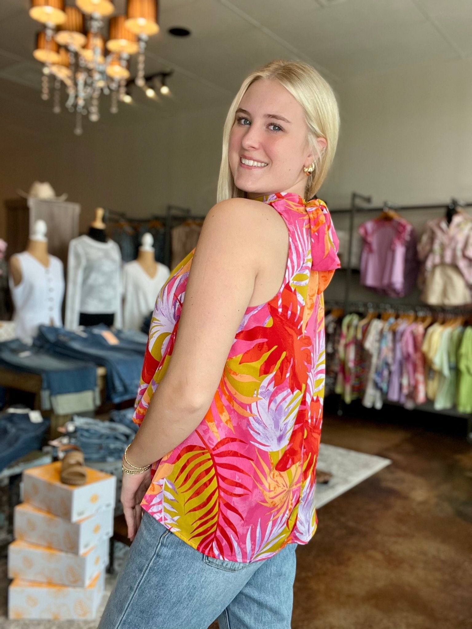 Printed High Neck Top - Mainstream Boutique
