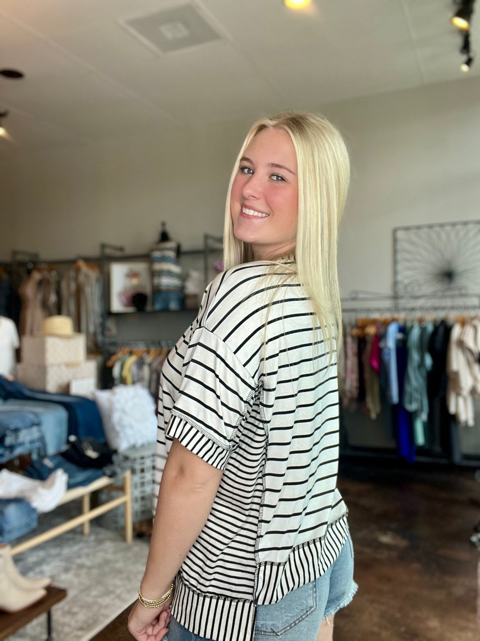 Stripe Colorblock Oversized Knit Top - Mainstream Boutique